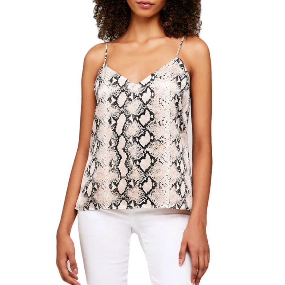 L'AGENCE Jane Silk Camisole Tank Top | Python Animal Print |Women’s Size XS